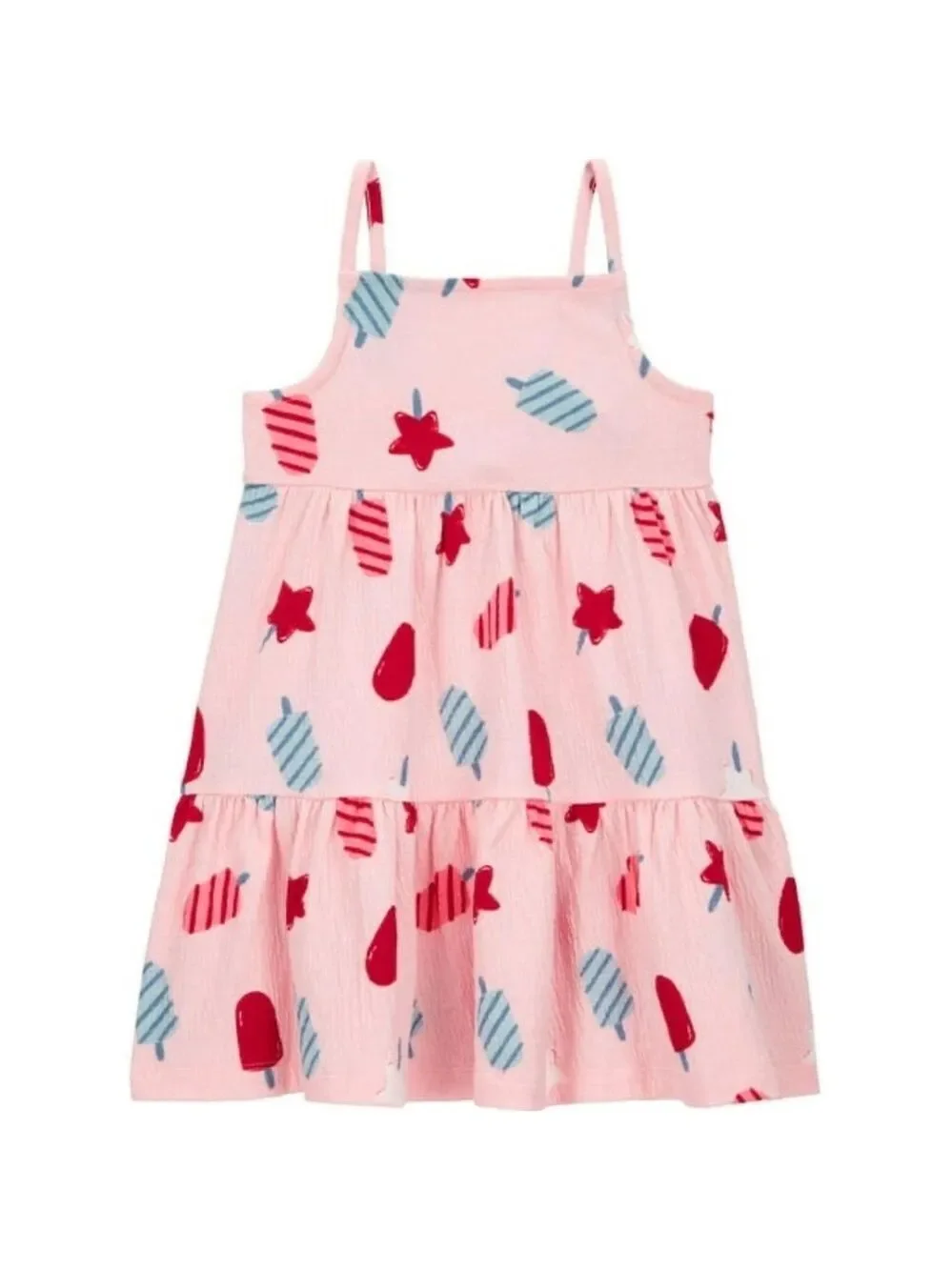 NWT Carter's Patriotic Pink Dress with Red and Blue Popsicle Print Size 12m